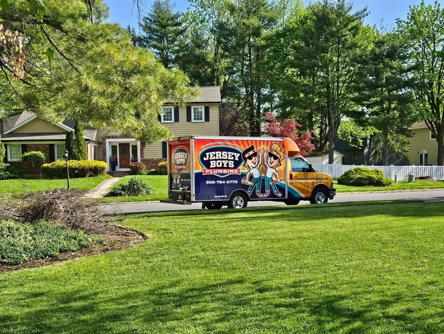 Jersey Boys truck in front of client home