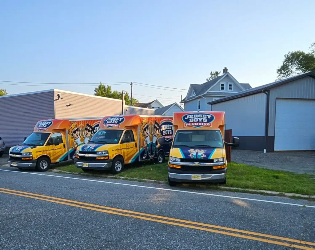 Jersey Boys vans outside of business